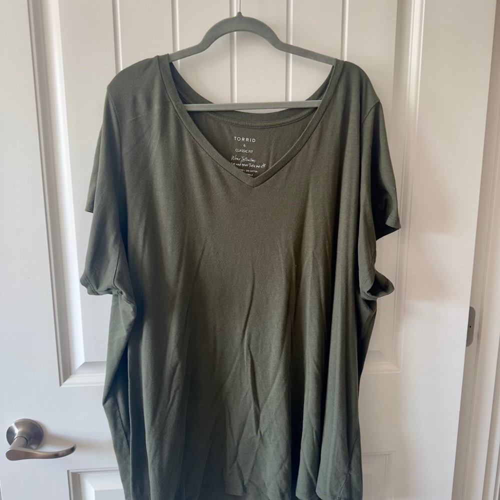 Torrid - Classic Fit V-Neck Tee - Olive